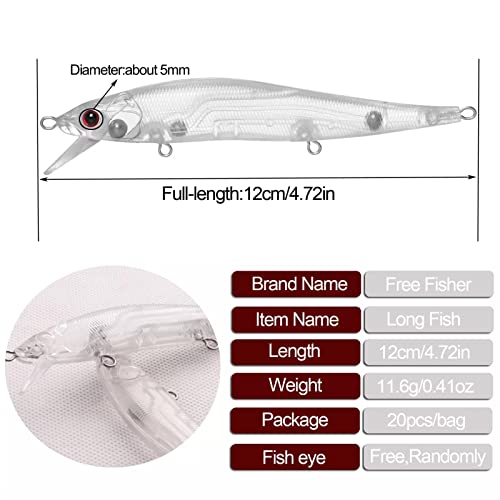 Blank Hard Lures Kit Unpainted Fishing Baits Sets Crankbait Wobblers Freshwater Fish Lure Wobblers Minnow Lure Bodies Fishing Tackle - color: 20pcs 11CM