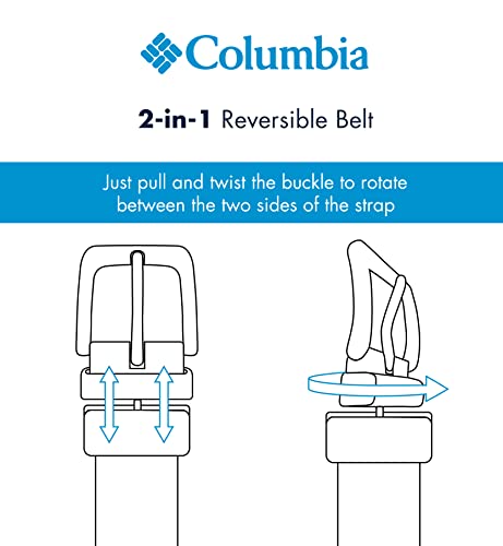 Columbia Men's 2-in-1 Reversible Casual Leather Belt – Versatile Everyday Style, Dual-sided Strap - color: Black/Black Canvas, size: Large (38-40)