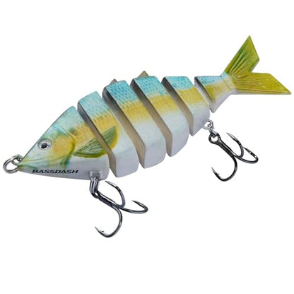 BASSDASH Bone Swimbait Multi Jointed Hard Fishing Lure for Bass Trout Bluegill Pike with Angled Cut Segments - color: Threadfin