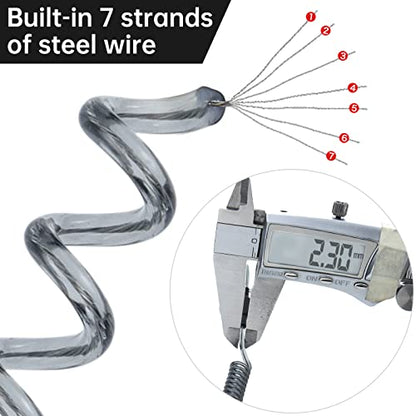 Fishing Lanyard Heavy Duty Retractable Coiled Tether with Carabiner for Pliers, Boating, Tools - color: 7pcs+Black