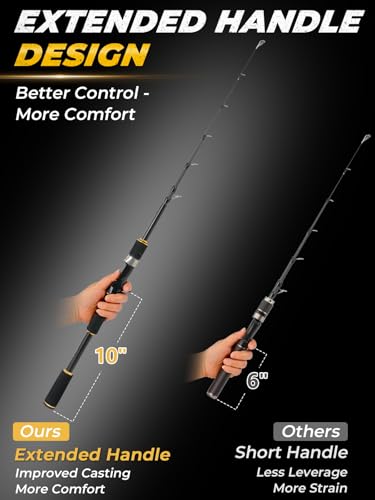 Jenseits 7FT Fishing Rod, 24T Carbon Fiber Telescopic & 4-Piece Travel Rod, Spin and Cast Options, Stainless Steel Guides with Ceramic Inserts, for Bass, Trout, Catfish, Freshwater & Inshore Fishing - size: Cast-7ft-Medium Heavy-Fast