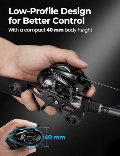 Piscifun Ultra-Light Baitcasting Reel, 5.5 oz Compact Low Profile Baitcaster, 7.1:1 Gear Ratio, 40mm Palm Fit, Magnetic Brake Fishing Reel for Creeks, Ponds, Light Lures & Finesse Bass - color: Black