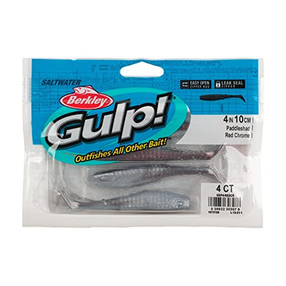 Berkley Gulp! Saltwater Paddleshad Fishing Soft Bait - color: Red Chrome, size: 4"