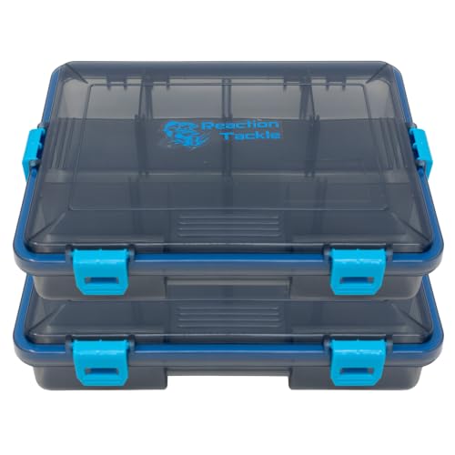 Reaction Tackle Standard Tackle Trays, Plastic Tackle Box Organizers with Four Secure Latches, Removable Dividers and Semi Transparent Lid for Fishing Storage - 3500 (2-Pack) - size: 3500 (2-Pack)