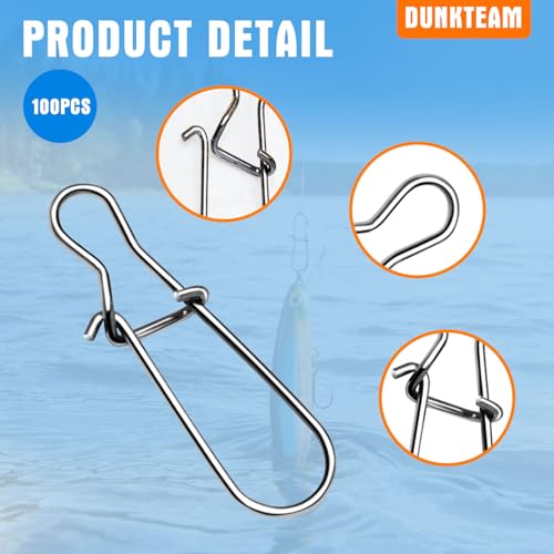 100PCS Size 0-8 Stainless Steel Duo Lock Snap Clip Swivel Lure Snaps Fishing Clips Swivels Fishing Tackle Kit Fishing Snaps Clip High Strength Fishing Gear Hooked Snap - size: #2-35lb-100PCS