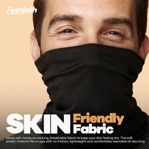 Fuinloth Neck Gaiter, 6 Pack Cooling UV Protection Bandana Face Mask Gator | Breathable Sweat Wicking, UPF 50, Sun Wind Dust Shield, Quick Dry & Washable, 95% Polyester 5% Spandex - color: Black+gray+navy+sand+light Pink+red