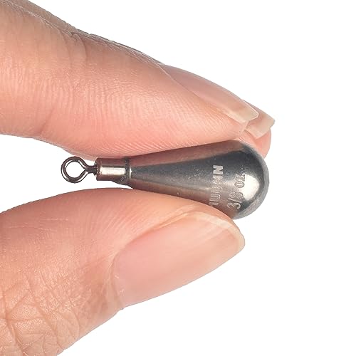 10 Pack Tungsten Free Rig Weights, Tear Drop Fishing Sinkers with Round Eye for Finesse Bass Fishing - color: Plain(Natural), size: 3/16oz - 5 Pack