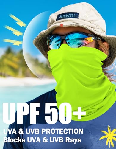 JHYWELL Cooling Neck Gaiter Face Mask, UV Protection Masks Gator, Windproof Bandana for Skiing, Fishing, Hiking, Cycling - color: Neon Yellow Pack