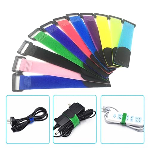 12Pcs Tie Belts Suspenders Fastener Cable Fishing Rod Holder Strap Fishing Accessory Wrap Band Holder High Strength - color: Black