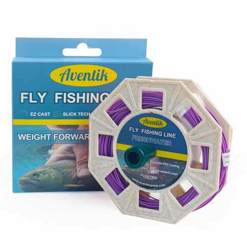 Aventik ProWeight WF Floating Fly Fishing Line Welded Loops Weight Forward Freshwater Trout Fly Line Kit WF 3 4 5 6 7 8 Low Stretch Slick Coating Accurate Casting - color: Purple, size: 4F