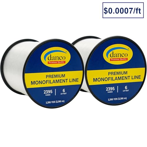 Monofilament Fishing Line | Jumbo Amount 2-1/4 lb Spools Value Pack - Low Memory and Stretch - Abrasion Resistant - Freshwater and Saltwater Fishing Line - size: 6 lb 2395 yards per spool