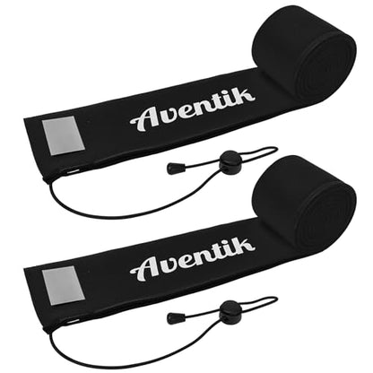 Aventik Lightproof Neoprene Rod Sleeve – Protective Fishing Rod Sock Cover with Hanging Loop & Adjustable Lanyard for Casting, Spinning & Trolling Rods - color: 2xBlack, size: Length: 52''/1.32m