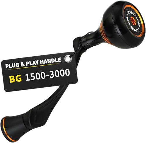 Mamba Series Power Handle 2.48'' (63 mm) Compatible for Daiwa BG 1500-3000 Spinning Reel Replacement Handle (Not for Lock-Type BG-H) - color: Black Gold (Voyager)