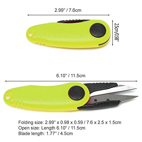 GARASANI Mini Stainless Steel Foldable Blade Fishing Plier Scissor Braid Line Snip Cutter with Key Chain (Green)