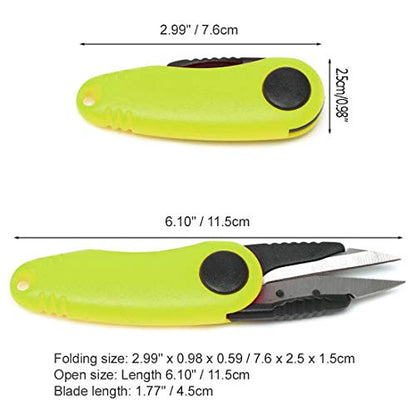 GARASANI Mini Stainless Steel Foldable Blade Fishing Plier Scissor Braid Line Snip Cutter with Key Chain (Green)