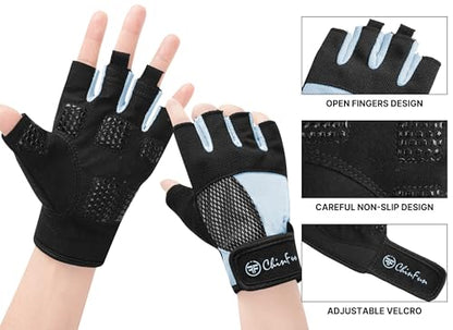 ChinFun Kayaking Gloves 3/4 Finger - Provide Cushioning and Protection, with Resistant Palm and Grip, Easy to Take on and Off, Perfect for Diving, Sailing, Kayaking - Men, Women, Youth - color: Blue, size: Small