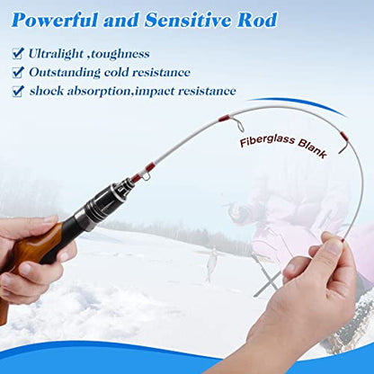 Ice Fishing Rod, 23" Ultralight Fast Action Spinning Rods Portable Ice Fishing Pole Winter Ice Fishing Gear for Walleye Perch Panfish Bluegill