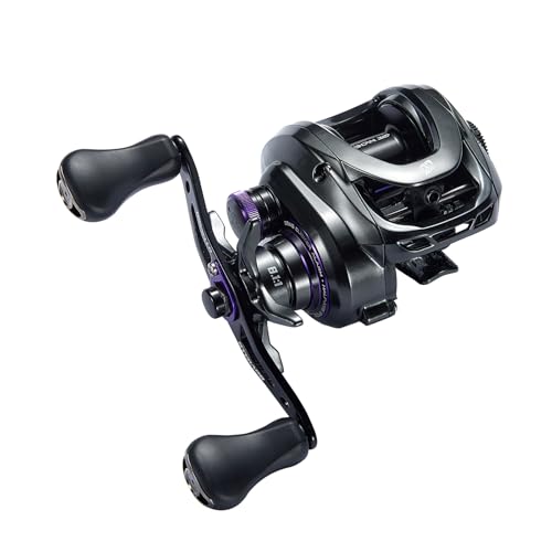 GKA200 Baitcasting Fishing Reel - 7.1:1/8.1:1 High-Speed Gear Ratio, 20LB Carbon Drag, 30Levels Magnet Braking System, Low Profile Design with Dual spools for Freshwater/Saltwater Fishing - color: 8.1 Purple Left Hand Single Standard