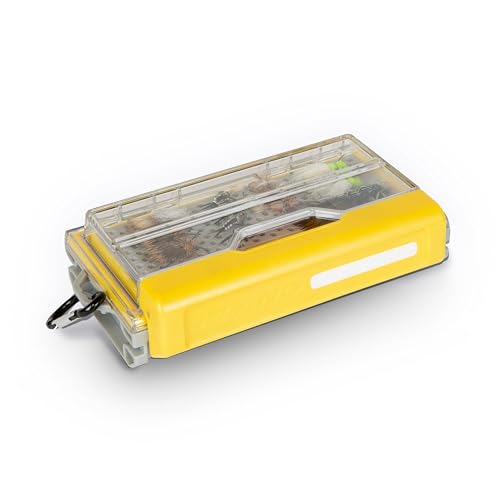 Plano Edge Micro Fly Storage Box, Gray and Yellow, Waterproof and Rust-Resistant Customizable Fishing Tackle Organization - style: Micro Fly