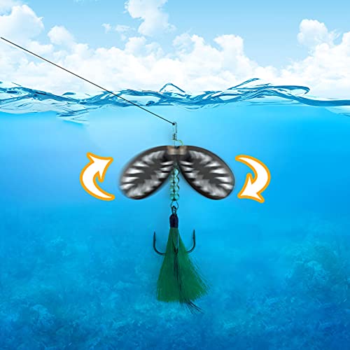 Dr.Fish Inline Fishing Spinner Kit 1/4oz, Freshwater Fishing Lures Bell Spinnerbait French Blade Trout Bass Walleye Lures - color: Mixed, size: 1/4oz(Bead Shape)-10 Pieces with Box
