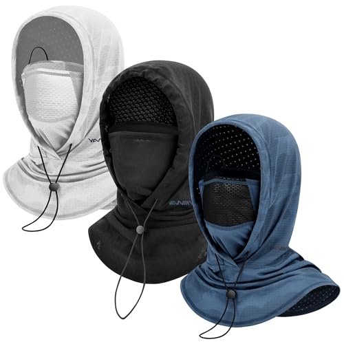 YANIKY Summer Cooling Balaclava with Breathable Holes, Sun UV Protection Face Mask for Running, Cycling, Fishing, Men & Women - color: 3-pack: Black, White, Blue