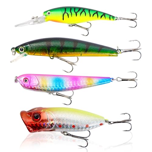 25-in-1 Fishing Lures Kit, Surprise Fishing Bait Set with Poppers, Minnows, Crankbait, Frogs & Shrimp, Freshwater Saltwater Fish Tackle Gear Gifts for Men Father Husband - size: Large