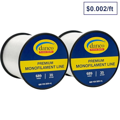 Monofilament Fishing Line | Jumbo Amount 2-1/4 lb Spools Value Pack - Low Memory and Stretch - Abrasion Resistant - Freshwater and Saltwater Fishing Line - size: 20 lb 689 yards per spool