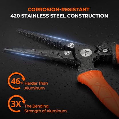 KastKing Paradox Fishing Pliers, Angled Fish Lip Gripper, Saltwater Resistant 420 Stainless Steel Fishing Tools, Fishing Pliers Hook Remover with Ergonomic Handle, Fishing Gifts for Men - style: F:9" Straight