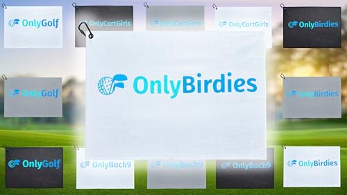 OnlyGolf Funny Microfiber Golf Towel – Large 14" x 20" Clip for Golf Bags Clubs Balls Perfect Golf Gag Gift Enthusiasts Waffle Men Premium Carabiner (White OnlyBirdies) - color: White Onlybirdies
