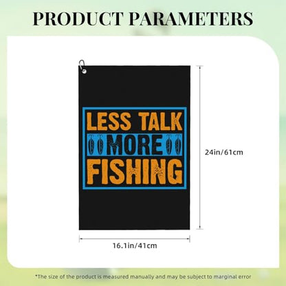 NIENIE Less Talk More Fishing Golf Towel 16 x 24 Inch Golf Towels for Golf Bags with Carabiner Clip Microfiber Sports Golf Towel Men Women Golf Accessories