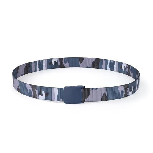 Mile High Life | Nylon Web Belt | Outdoor Military Belt | TSA Safe Buckle Plastic/Metal - color: Camo Blue