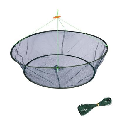Foldable Nylon Fishing Net, Portable Fish,Crab Trap Net with Rope - size: Small 31.5inch/80cm