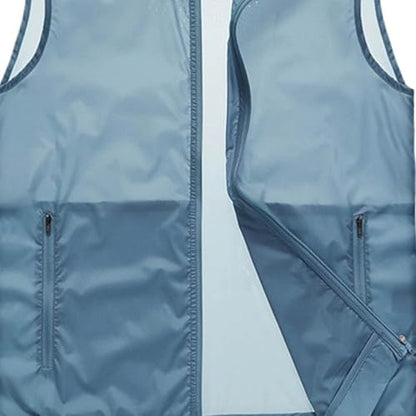 Fishing Vest - Fishing Vests for Men Zip Up Lightweight Sleeveless Utility Jackets Quick Dry Outwear Vests with Pockets - color: 01# Light Blue, size: 3X-Large