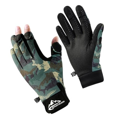 SUJAYU Fishing Gloves Men & Women, Ice Fishing Gear Hunting Gloves for Men Cold Weather, Kayak Gloves Fly Fishing Gear Cold Weather Hunting Gear - color: Camo Green, size: Medium