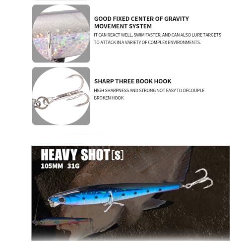 3pcs Boxed Premium Set Fishing Lure Long Cast Mino Ocean Lake Submersible Lure - color: AH1131B-4.3'' 1.1oz