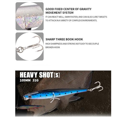 3pcs Boxed Premium Set Fishing Lure Long Cast Mino Ocean Lake Submersible Lure - color: AH1131B-4.3'' 1.1oz
