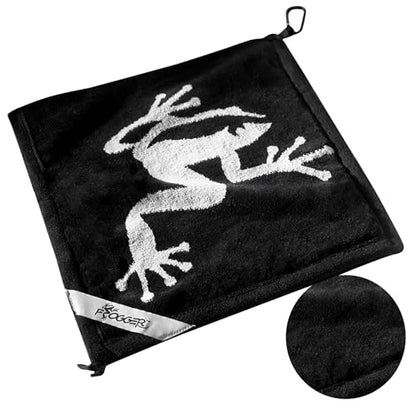Frogger Amphibian 2-in-1 Golf Towel with Wet and Dry Technology, Black/Grey, Premium Golf Bag Accessory with Carabiner Clip, Ultra Absorbent, for Golf Dads - color: Black/Gray