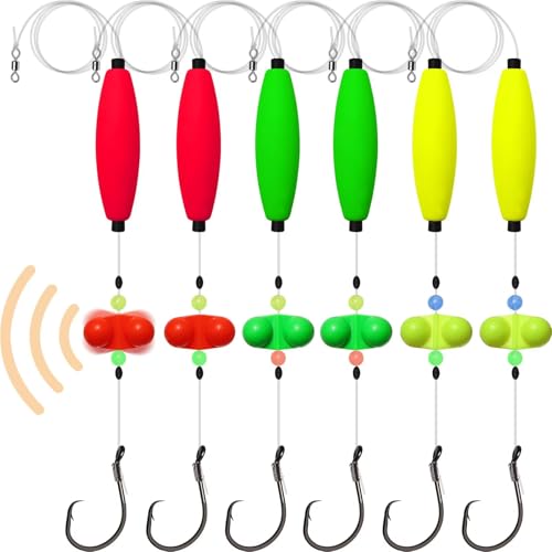 Dovesun Pre-Tied Catfish Rig System, 23 Inch 55LB Santee Cooper Catfish Float Rig with Adjustable EVA Slip Float and High Carbon Circle Hooks 5/0 6/0 8/0, Ready-to-Fish for River and Bank Fishing - color: Cigar Float-5/0Hook * 6PCS