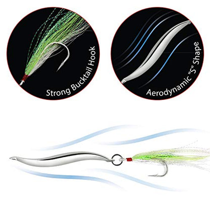 Omelchenko Lure Fishing Lures Bucktail Teasers Set of Two Silver 1.4-Ounce 40gm Saltwater Freshwater