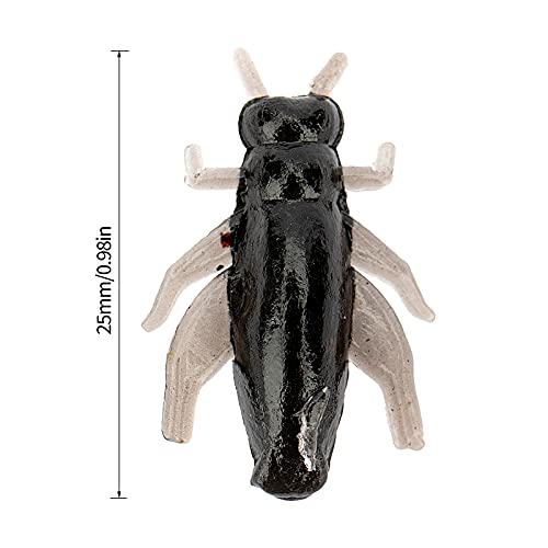 40 Pcs 2 Colors Black Cricket Shape Fishing Soft Lures Super Simulate Insect Artificial Bait