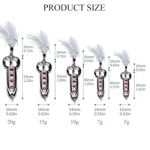 5Pcs Funny Fishing Lures,Top Water Bass Fishing Hooks Gear,Metal Luminous Sequin Spoons,Prank Joke Fish Lure Trout Lures Spinner Baits for Fishing Lovers,Freshwater Saltwater Fishing Gag Gifts for Men