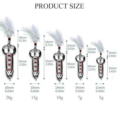 5Pcs Funny Fishing Lures,Top Water Bass Fishing Hooks Gear,Metal Luminous Sequin Spoons,Prank Joke Fish Lure Trout Lures Spinner Baits for Fishing Lovers,Freshwater Saltwater Fishing Gag Gifts for Men