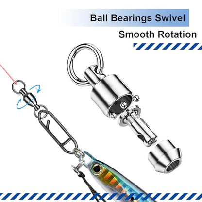 Atibin Snap Connector Fishing Swivels Stainless Bearing Ball Snap Swivels Steel Quick Change Fishing Clips Swivel Black Nickel - size: Size 4+L (99lb) 25 pcs