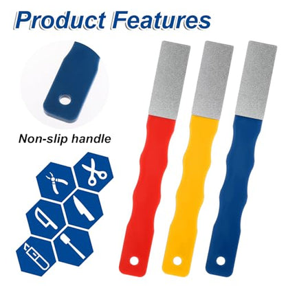 3pcs Diamond File Set Mini Diamond Hone Kit Diamonds Knife Sharpeners 3Grits #220,400,600 Flat Hand File Knife Set for Outdoor Color Files Knifes Sharpener