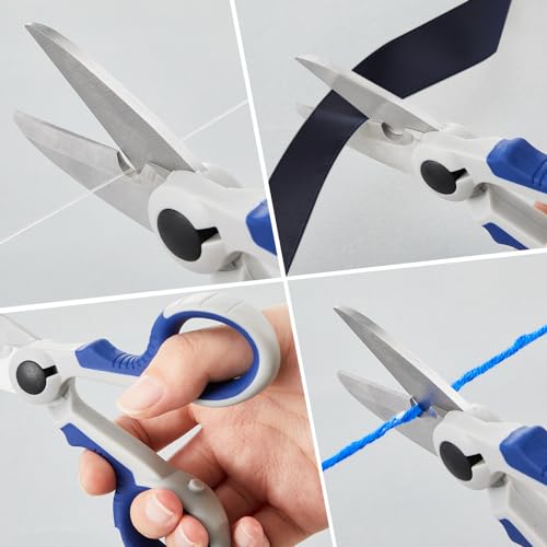 Honoson 2 Pcs 5.7" Fishing Scissors Braided Line Cutters Fishing Heavy Duty 3cr13 Non Slip Serrated Edge Scissors Saltwater Freshwater Braid Multi Function Snips for Trimming (Blue Gray) - color: Blue Gray