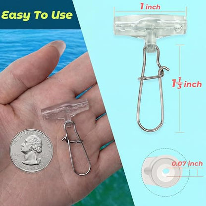 Sinker Slides Stainless Steel Fish Line Clips with Dou Lock Snaps, Suitable for Varieties of Fishing Gears, Fish Lures Sinkers Floats Split Shot Swivel Hook Fishing Tackle Catfish Rig