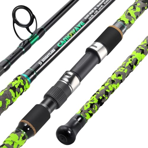Sougayilang Surf Spinning Fishing Rod Carbon Travel Surf Rod M/MH 3 Piece Spinning Fishing Rod 9'/10'/11'/12' - color: green, size: 9ft-Spinning-3Pc-M