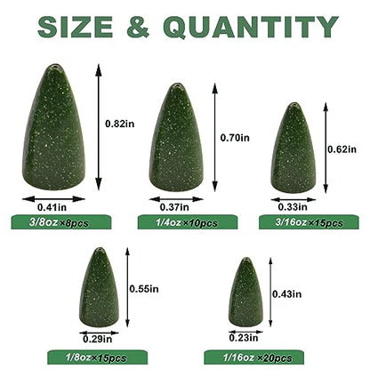 Bullet Fishing Weights Sinkers Kit, 68pcs Painted Worm Weights Fishing Sinkers Texas Rig Weights Slip Sinkers Assorted Set for Bass Fishing Saltwater Freshwater