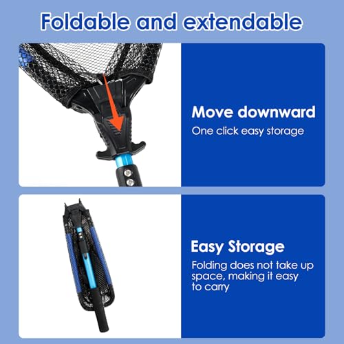 Telescopic Fishing Landing Net, Foldable Aluminum Alloy Pole with Fine Nylon Mesh, Portable Fish Net for Freshwater Saltwater Kayak Boat, Fishing Gifts for Men - color: Floating Style - 1M