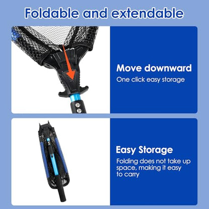 Telescopic Fishing Landing Net, Foldable Aluminum Alloy Pole with Fine Nylon Mesh, Portable Fish Net for Freshwater Saltwater Kayak Boat, Fishing Gifts for Men - color: Floating Style - 1M